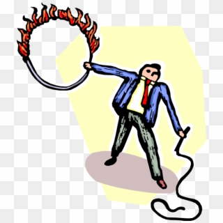 Entrepreneur With Flaming Hoop Vector Image Illustration Clipart
