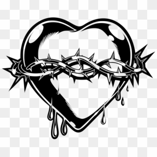 Barbed Wire Heart Clipart - Heart With Thorns - Png Download