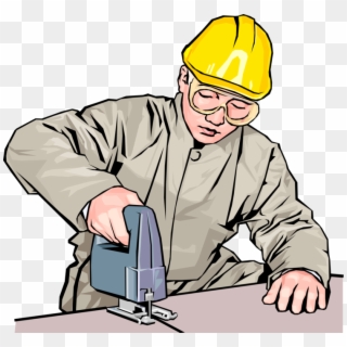 Vector Illustration Of Construction Worker With Electric - Construction Worker Clipart