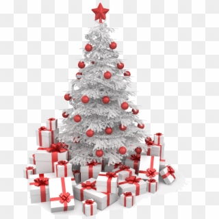 Box White Tree Christmas Gift Free Clipart Hd Clipart - Arvores De Natal Branca E Vermelha - Png Download