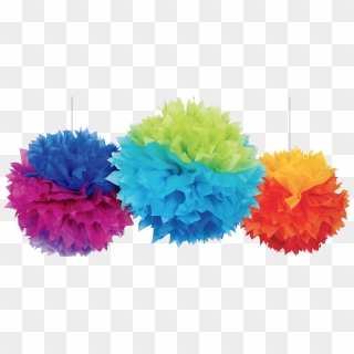 Rainbow Fluffy Pom Decorations - Paper Decoration Png Clipart