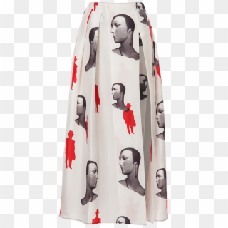 Mannequin Print Long Slit Skirt - Illustration Clipart