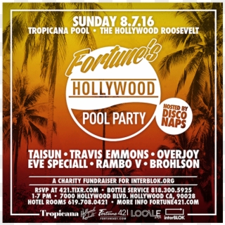 Fortune's Hollywood Pool Party Tickets At The Tropicana - Flyer Clipart