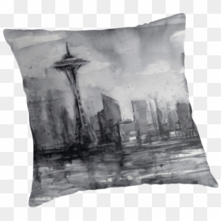 Seattle Skyline Painting Watercolor Clipart