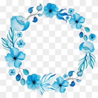#ftestickers #flowers #frame #circle #watercolor #blue - Blue Flower Wreath Png Clipart
