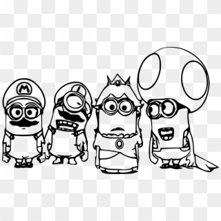 Four Minion Mario Coloring - Minions Halloween Coloring Pages Clipart