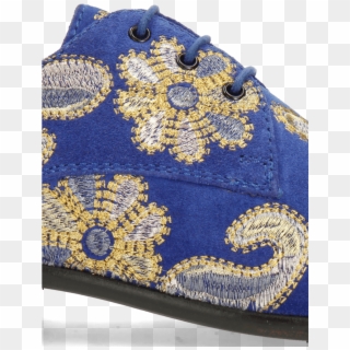 Derby Shoes Toni 1 Suede Electric Blue Embrodery Paisley - Tapestry Clipart