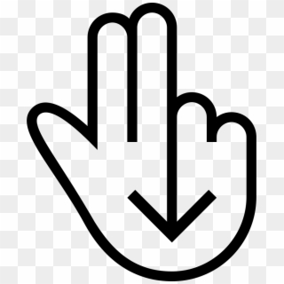 Two Fingers Swipe Down Gesture Hand Outline Symbol - Touchscreen Logo Clipart