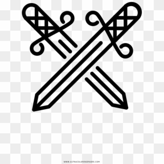 Crossed Swords Coloring Page - Line Art Clipart