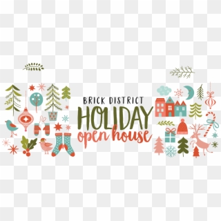 Holiday Open House Banner Black And White - Illustration Clipart