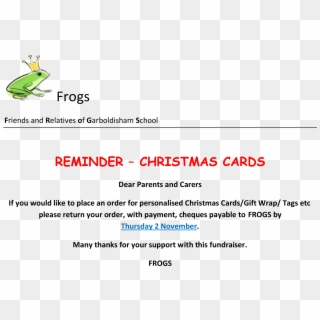 Frogs Christmas Cards Reminder - Child Clipart