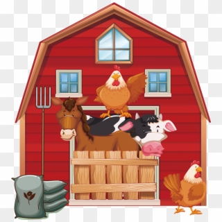 Cattle Silo Farm Barn Clip Art - Barn With Animals Clipart - Png Download