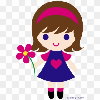 Little Flower Clip - Little Girl Cartoon - Png Download