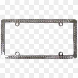 Chrome Coated Metal With Double Row White Diamonds - Sparkling Licence Plate Frames Clipart