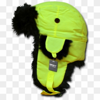 Decky Neon Black Fur Adjustable Earflaps Aviator Hat, - Fur Clothing Clipart