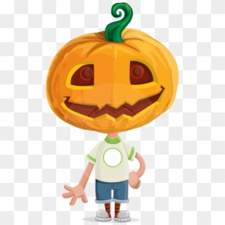 Cute Halloween Kid With Pumpkin Cartoon Vector Character - Cartoon Clipart