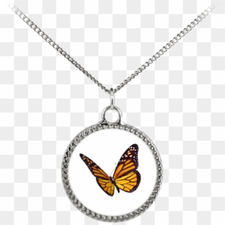 Monarch Butterfly Deco Coin Necklace - Necklace Stone Coin Clipart