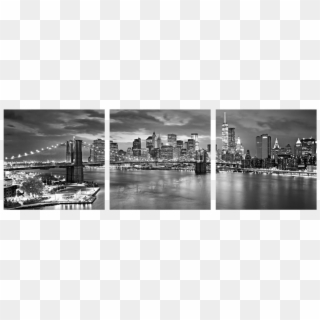 New York Skyline In Black And White 3 Piece Wall Decor - New York Clipart