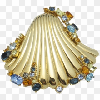 Rare Ciner Jeweled Seashell Brooch Pin Brooches - Body Jewelry Clipart