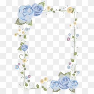 Blue Rose Frame - Blue Floral Border Background Clipart