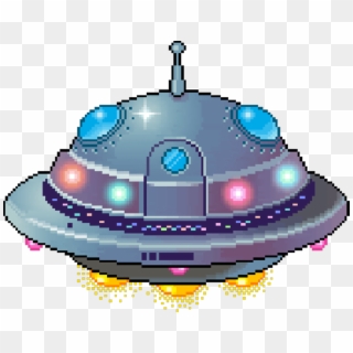 #pixel #space #ufo #spaceship #metal #lights #colors - Ufo Gif With Transparent Background Clipart