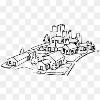 Town City Cityscape Houses Png Image - Neighborhood Clip Art Transparent Png