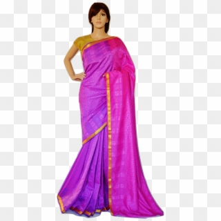Pink,purple & Gold Colour Kanchipuram Silk Saree - Sari Clipart