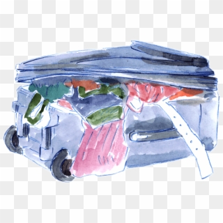 Illustration Of An Overpacked Suitcase, As Seen In - Watercolor Paint Clipart