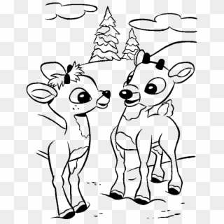 A Cute Two Rudolph Coloring Pages - Rudolph Clipart