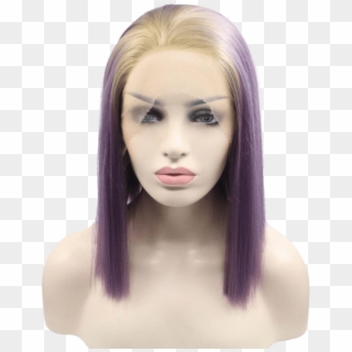 Blonde To Purple Ombré Short Lace Front Wig - Blonde Violet Lace Front Wigs Clipart