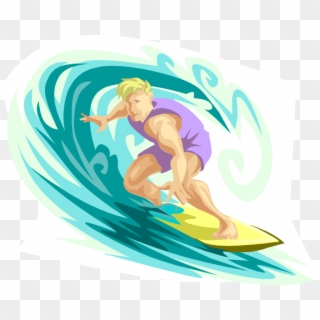 Vector Illustration Of Surfing Surfer Dude Surfs An - Surfing Clipart