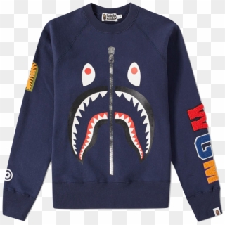 Bape Shark Crewneck Sweater - Bape Shark Crewneck Black Clipart