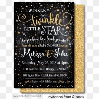 Twinkle Twinkle Little Star Baby Shower Invitations - Calligraphy Clipart