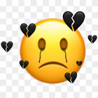 Freetoedit Sticker Emoji Sad Broken Black Mood Smiley Clipart