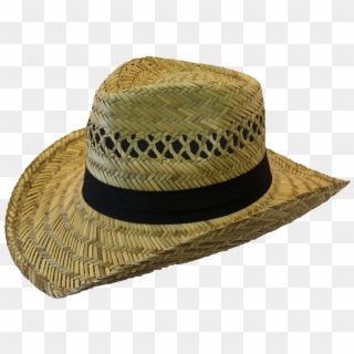 Straw Hat With Black Band - Sun Hat Clipart