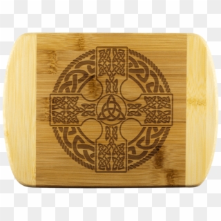 Celtic Cross Shield Round Edge Wood Cutting Board - Seal Guam Latte Stone Clipart