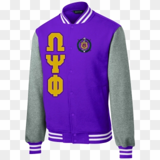 Omega Psi Phi Varsity Greek Fleece Jacket Letters Greek - Panthers Letterman Jacket Clipart