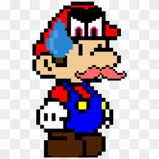 Mario Avec Cappy - Mario Y Luigi Pixel Art Clipart