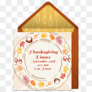 Thanksgiving Dinner Plate Online Invitation - Circle Clipart