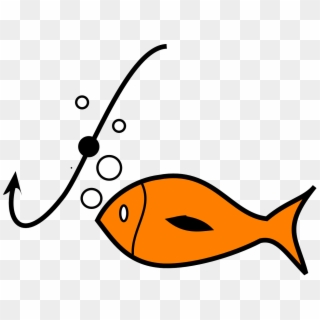 Fish With Hook In Mouth Clipart - Fishing Hook And Fish - Png Download