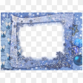 Blue Transparent Christmas Photo Frame With Snowflakesl Clipart