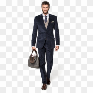 Blue 3-piece Corduroy Suit - Cappotto Doppiopetto Uomo Clipart