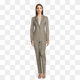Grey Striped 100% Wool Pant Suit - Premium Pantsuits For Women Clipart