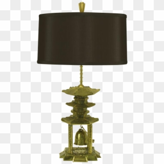 Brass Pagoda Temple Table Lamp With Hanging Bell On - Lampshade Clipart