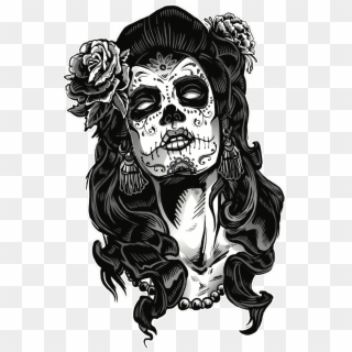 Chicano Tattoo Designs Pictures And Cliparts Download - Dia De Los Muertos Black And White - Png Download