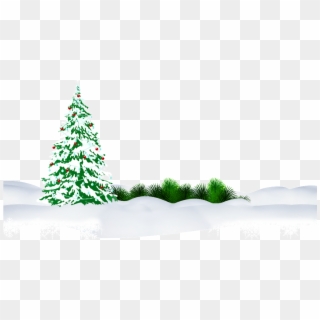 Green And Snowy Christmas Png - Christmas Day Clipart