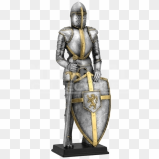 Lion Crest Suit Of Armor Statue - Knight Armor Medieval Times Clipart
