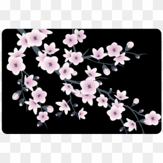 Cherry Blossoms Sakura Floral Pink Black Doormat - Black Bags With Sakura Blossoms Clipart