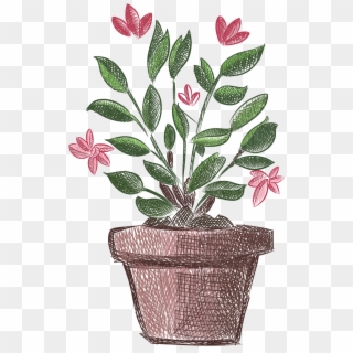 Hand Painted Plants Flowers Fresh Potted Png And Psd - Plants Clipart