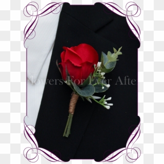 Silk Artificial Baby's Breath And Red Rose Formal / - Grooms Red Rose Boutonniere Clipart
